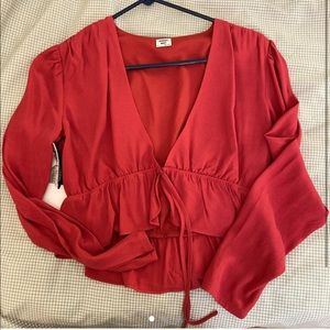 Sunday Best Aritzia Crop Tie Front top